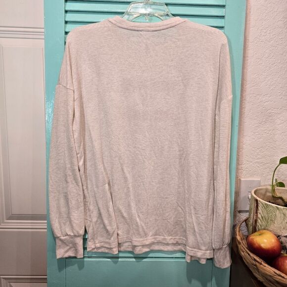 Long Sleeve Sleep Shirt with Red 'Merry & Bright' Text - Picture 2 of 3